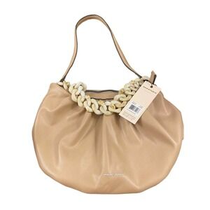$158‎ Max Studio Shoulder Bag Tan Link Tortoise Beach Travel Vacation Summer NEW